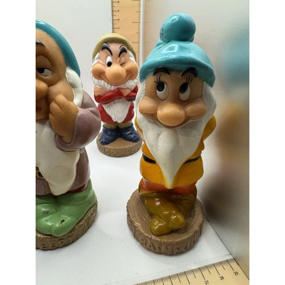 Disney Vintage Seven 7 Dwarves Vinyl Rubber Squeaky Toy Figures Lot Snow White